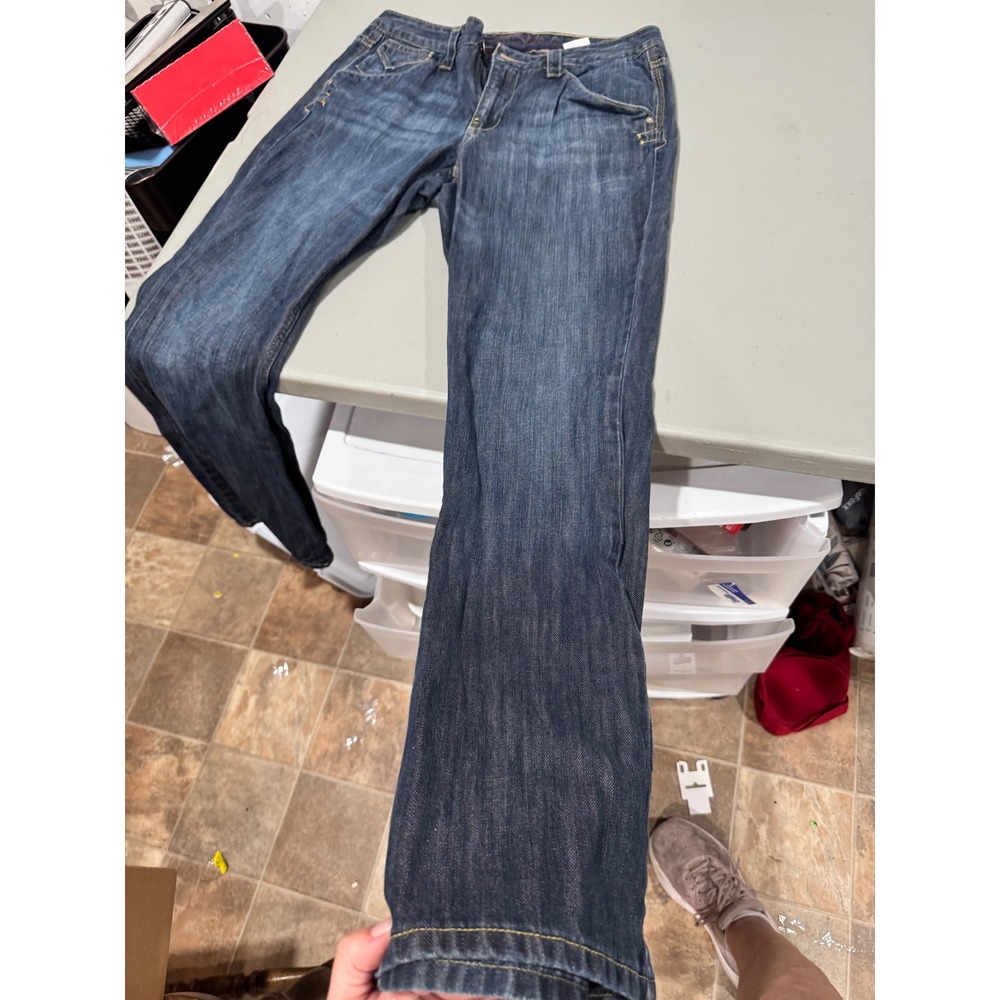 Hilfiger Denim Womens Dark Wash Bootcut Jeans Size 10P Flap Pocket Blue Pants